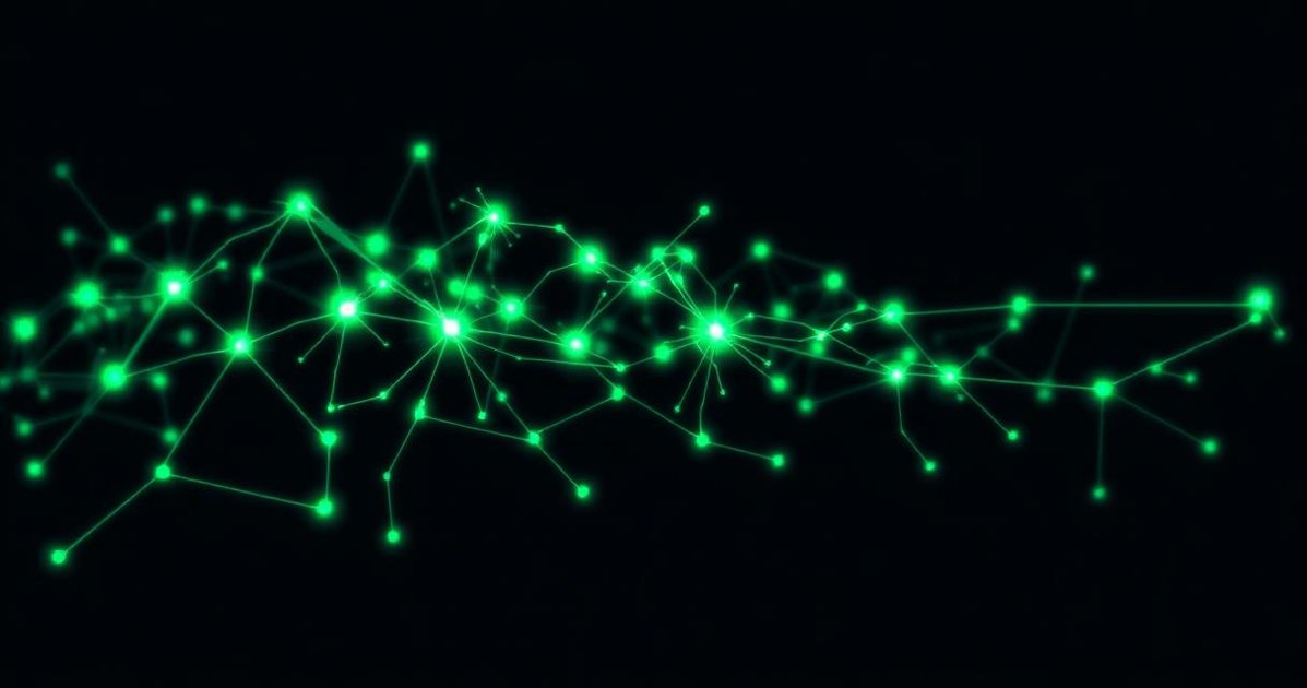 Emerald green neural network nodes on dark background representing AI infrastructure trends