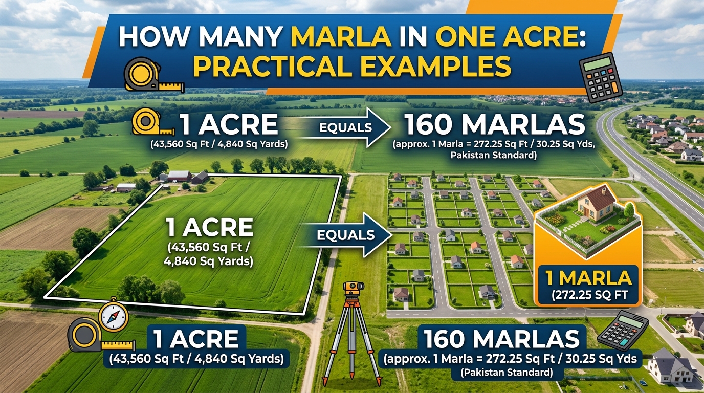How Many Marla in One Acre Practical Examples